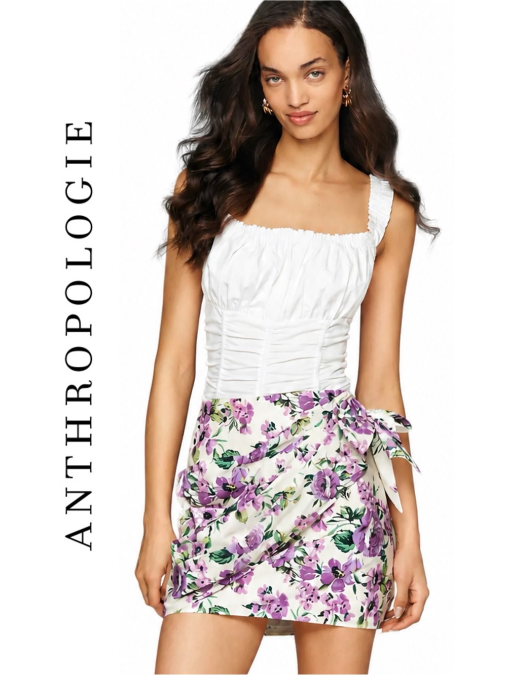 Anthropologie Maeve 100% Cotton Floral Wrap Mini Skirt